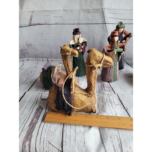 Vintage Folk Art Nativity Set Paper mache? Felt? Made In Philippines READ - Picture 14 of 16